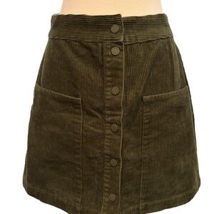 Truth by Republic Olive Corduroy Snap Up Pocket Mini Skirt‎